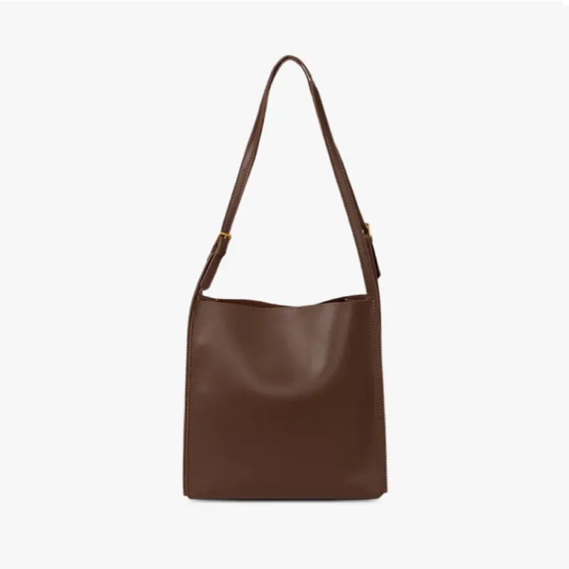 Leren Schoudertas Roos Boxy Model met Dunne Band