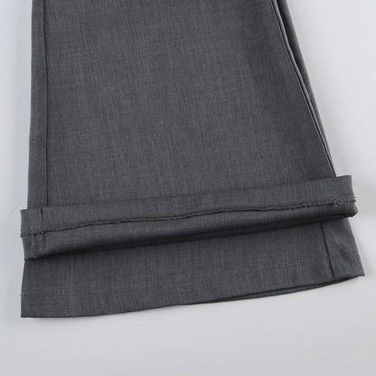 Elegante Broek met Hoge Taille en Uitlopende Pijpen