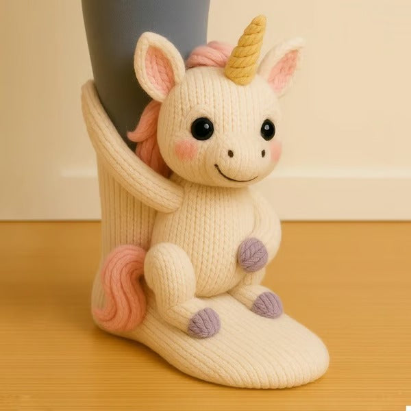 Dames Gebreide 3D Dierensokken voor Binnen