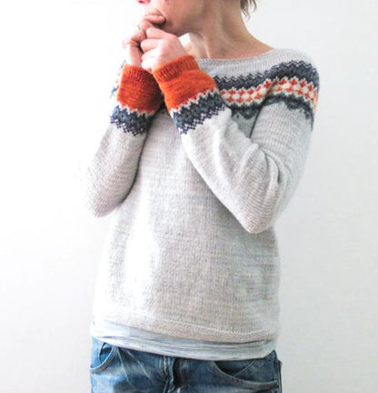 Grijze Trui Boho Stijl Zacht en Comfortabel