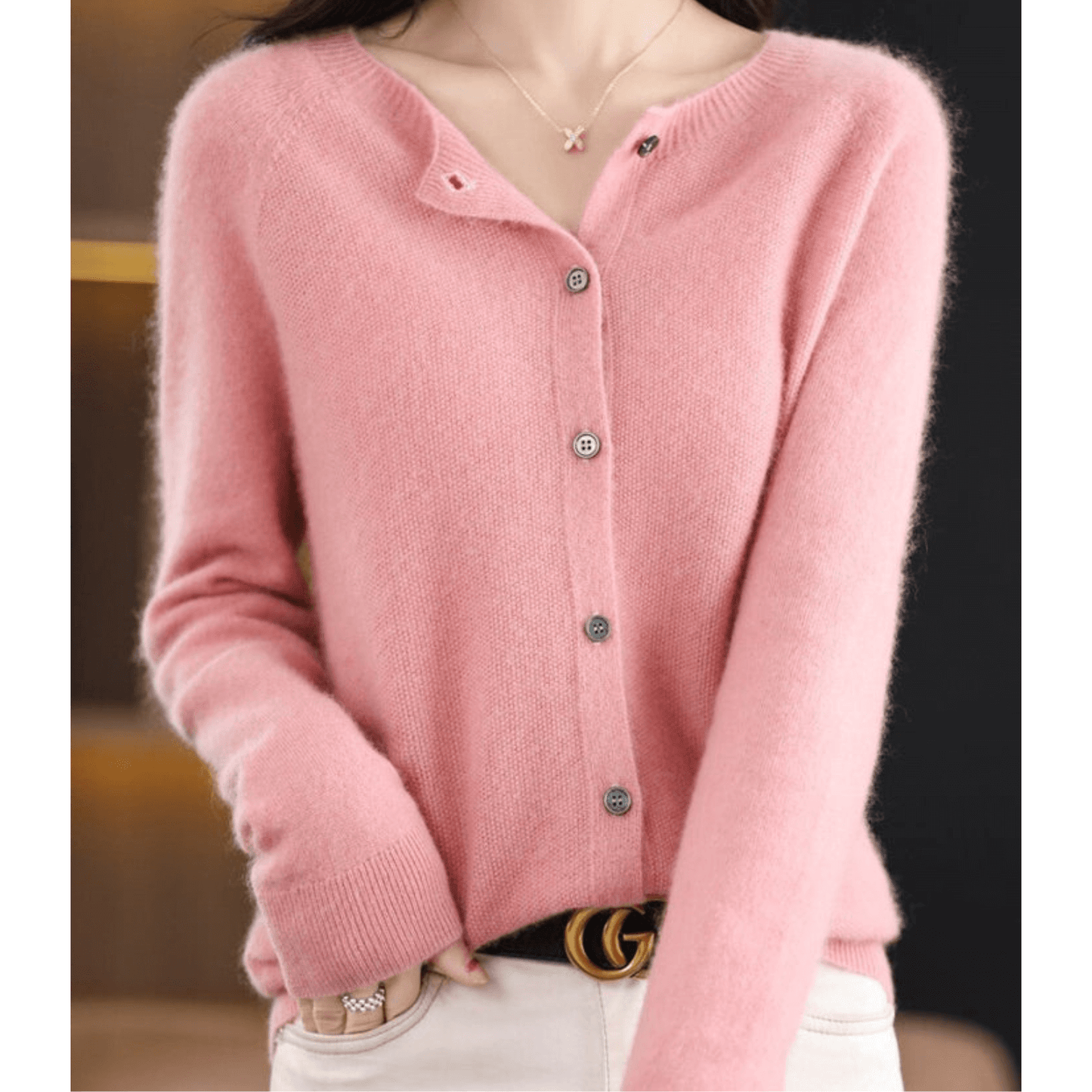Dames Fijngebreid Vest met Ronde Hals – Wolachtige Look