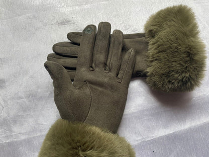 Suède Handschoenen met Nepbont Velvet Stijl