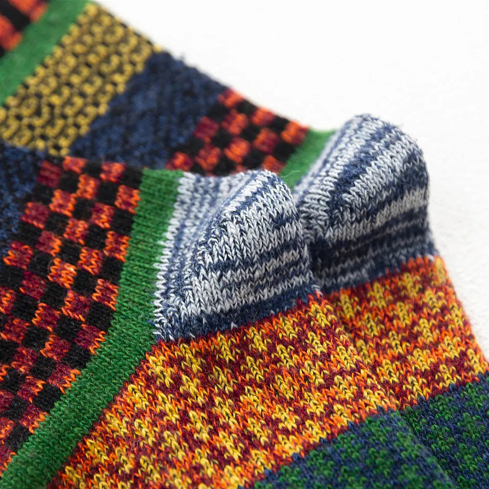 Warme Retro Sokken Set van Wol met Stijlvol Design