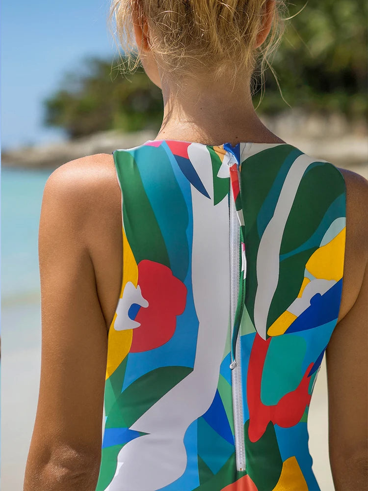 Retro Badpak voor Vrouw Kleurrijk Modieus Design