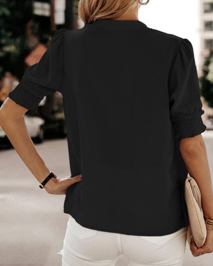 V-hals Blouse Korte Mouwen Elegante Zomer blouse