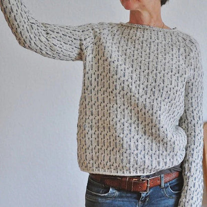Grijze Trui met Boothals Chique Design voor Vrouw - Mode Vibes
