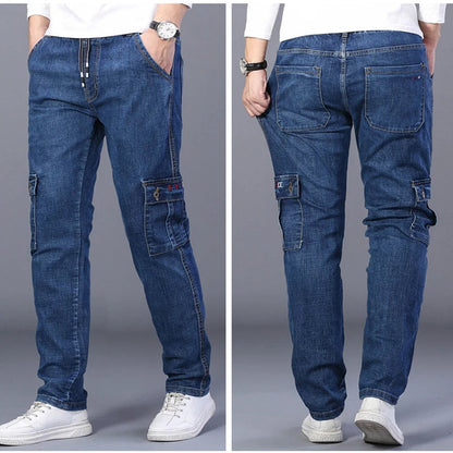 Warme Plus Size Jeans voor Vrouw met Meerdere Zakken