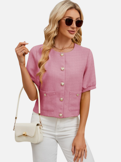 Dames Cropped Blazer Jas Tweed Elegant