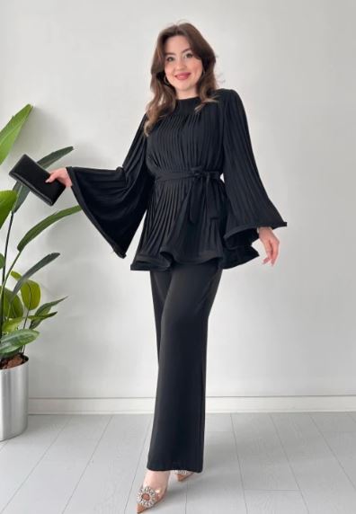 Vrouwen Broek en Top Set Geplooid en Uitlopend - Mode Vibes