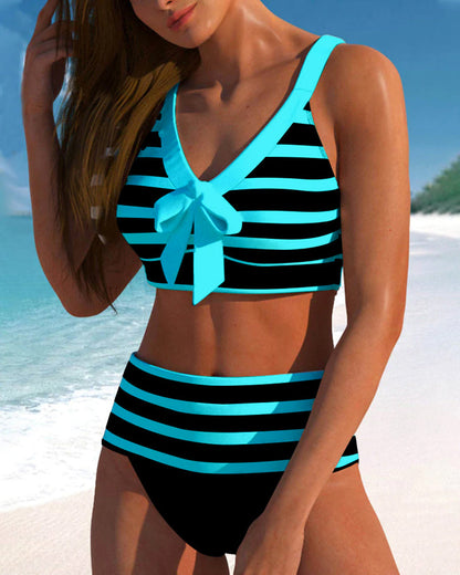 Dames Bikini Hoge Taille Gestreept Elastisch