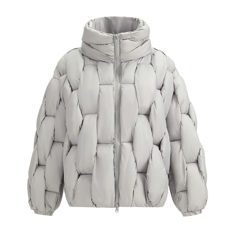Dames Pufferjas Oversized Gevlochten Patroon Warm