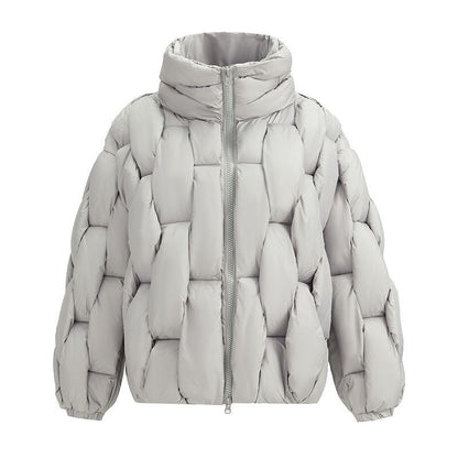 Dames Pufferjas Oversized Gevlochten Patroon Warm