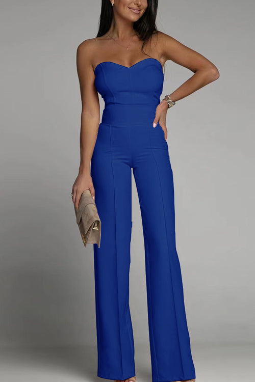 Jumpsuit Zonder Schouderbanden Hoge Taille Elegante Snit