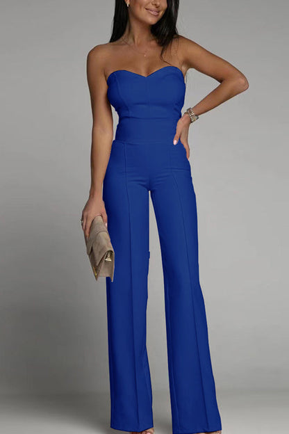 Jumpsuit Zonder Schouderbanden Hoge Taille Elegante Snit