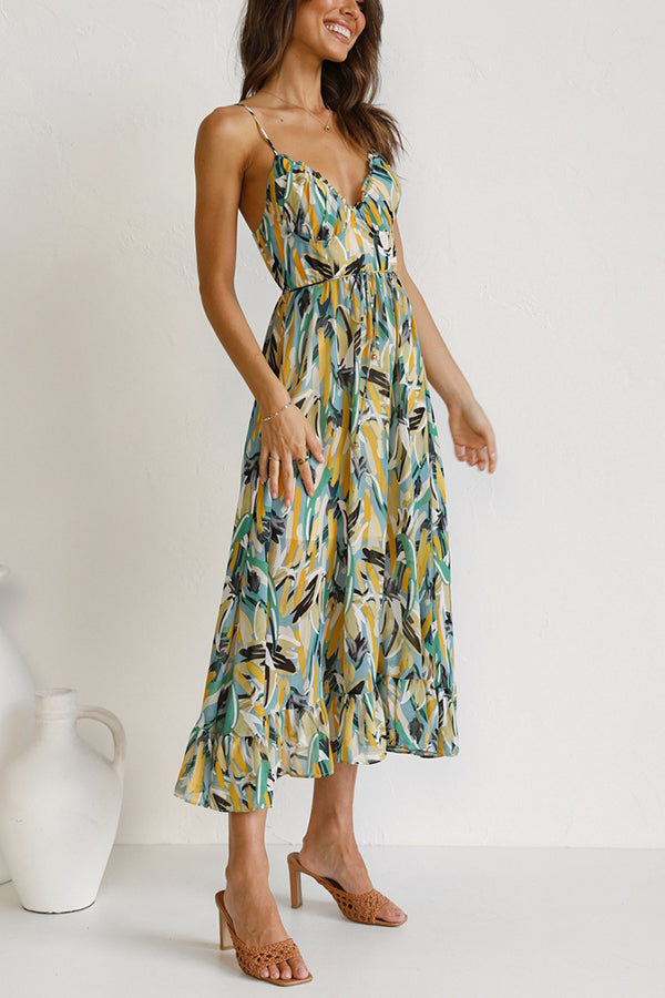 Midi Jurk Veelkleurig Vrouwen Jurk Zomerjurk
