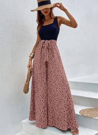 Jumpsuit met Stippenprint en Wijde Pijpen voor Vrouw