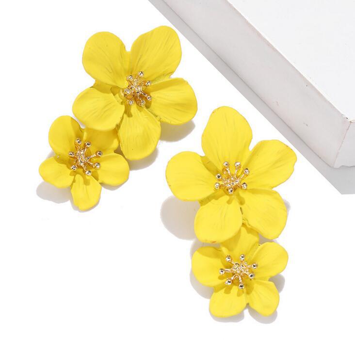 Dames Oorbellen Dubbele Bloem Trendy Zilver металли