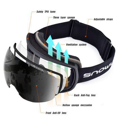 Dames Skibril Dubbele Lens Comfortabele Band
