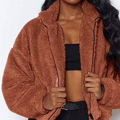 Dames Faux Fur Jas Teddy Stijlvol Warm Bruin
