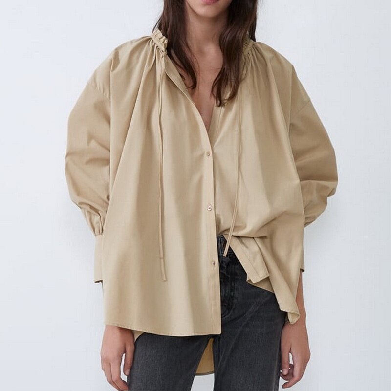 Dames Blouse Elegante Oversized met Strikkoord Stijlvol - Mode Vibes