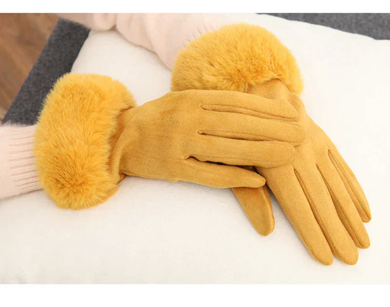 Suède Handschoenen met Nepbont Velvet Stijl