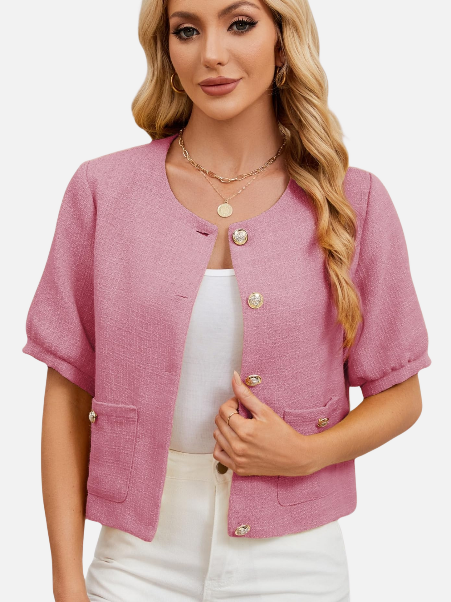 Dames Cropped Blazer Jas Tweed Elegant