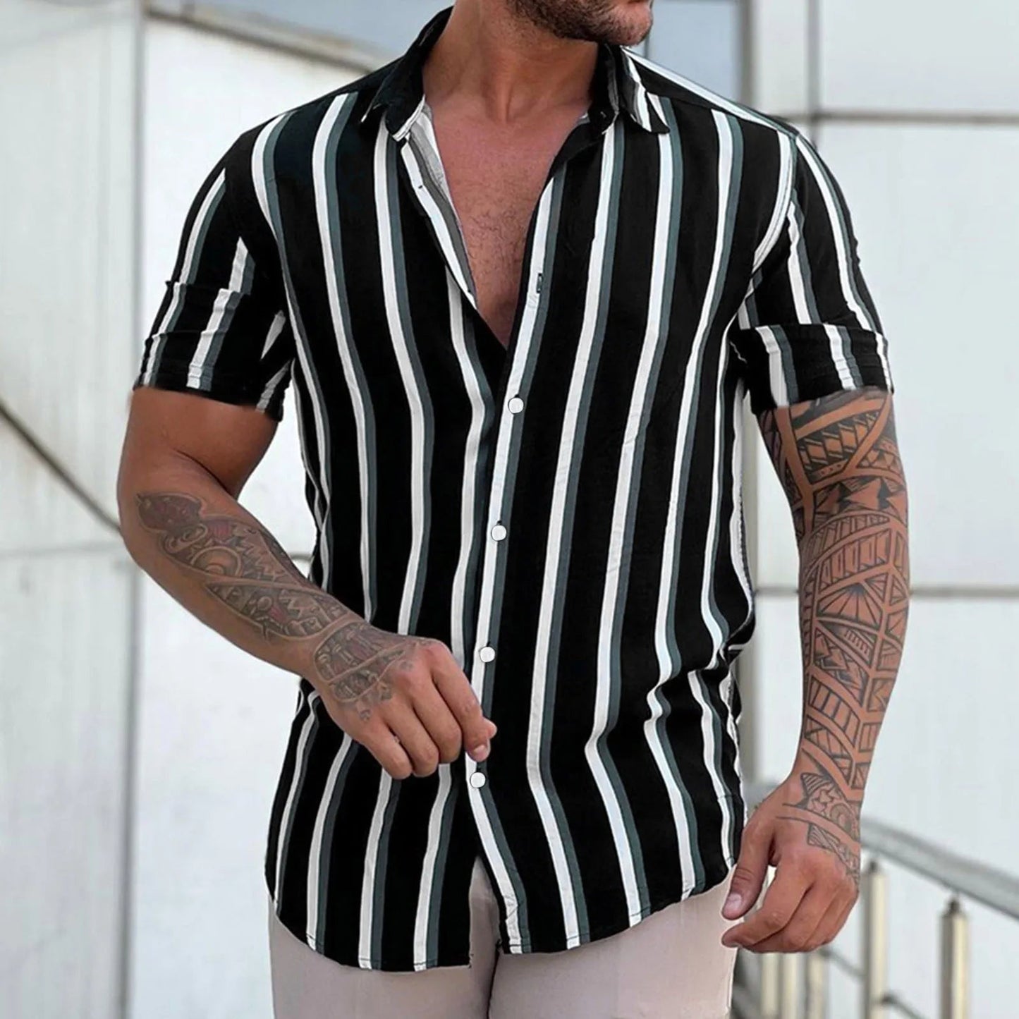 Gestreepte Casual T-Shirt voor Mannen