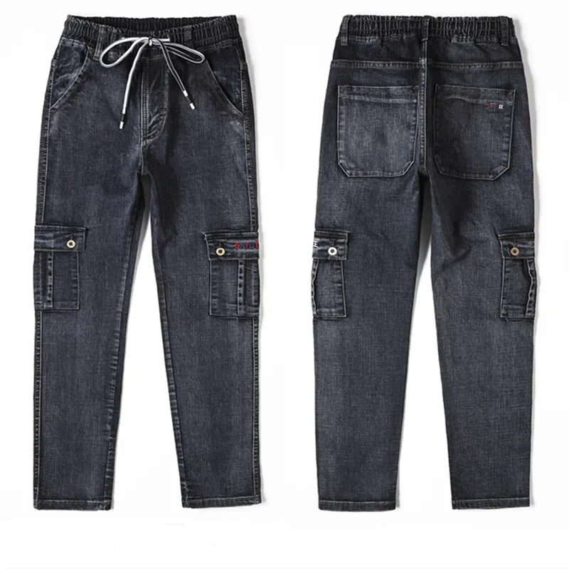 Warme Plus Size Jeans voor Vrouw met Meerdere Zakken
