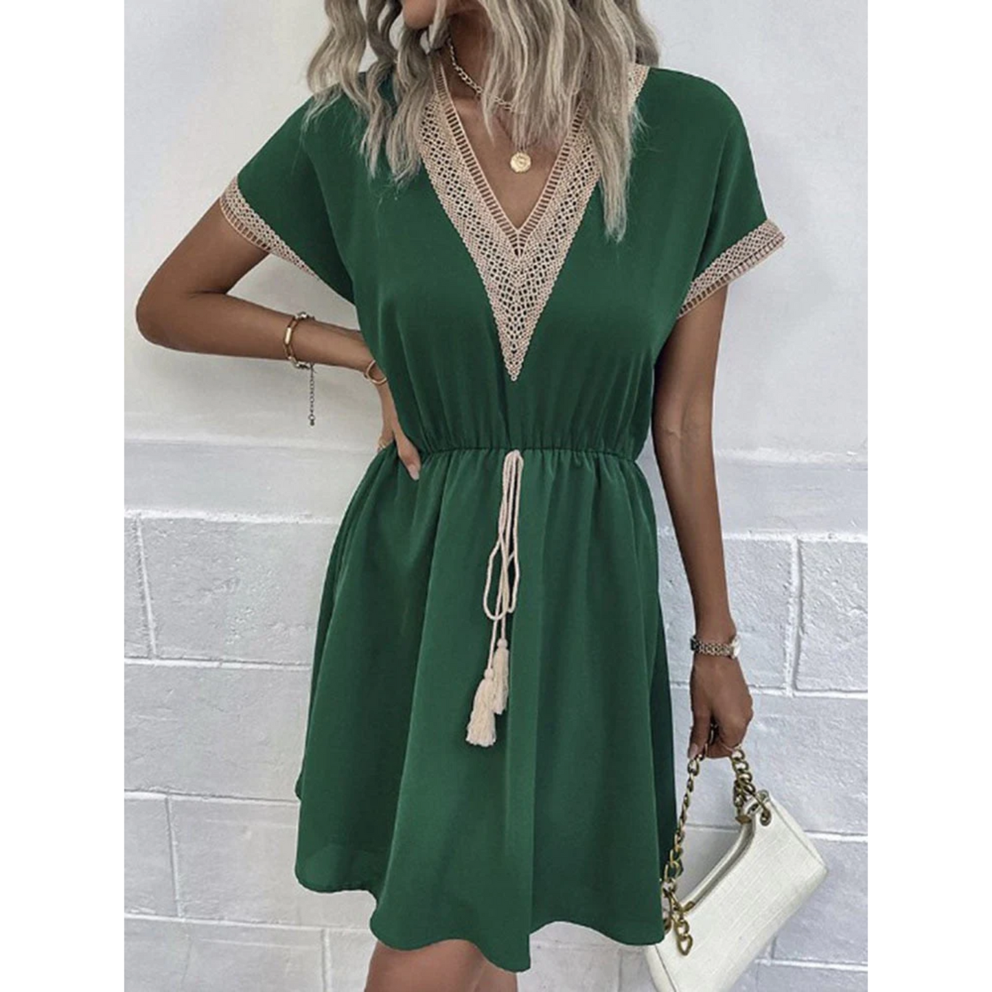 Bohemian Shine Losse Veters Mini Jurk