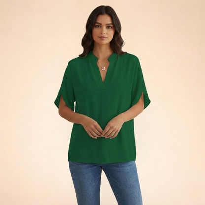Ngoc | V-hals Blouse met Elegantie en Ultiem Comfort