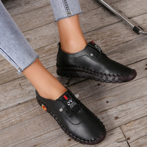 Dames Loafer Comfortabel Plat Leer