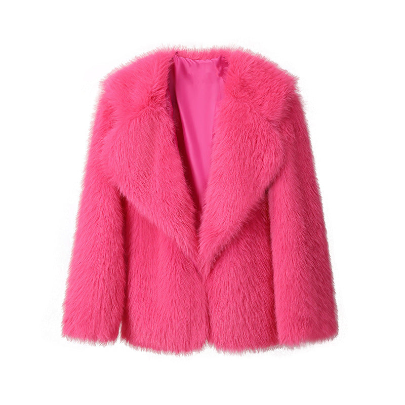 Dames Faux Fur Jas Grote Kraag Trendy Stijlvolle Zomerjas