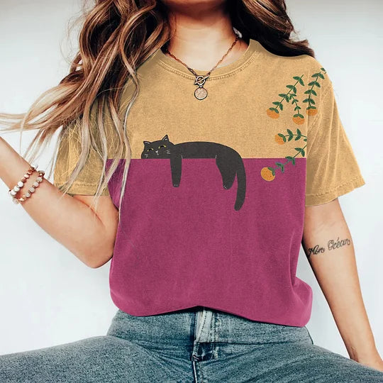 Variant image for Vespera T-Shirt Uomo – Cotone Morbido, Design a Due Toni con Gatto-17