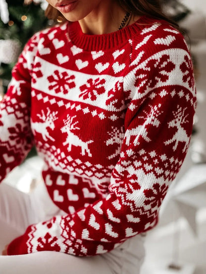 Kersttrui Vrouw Fitted Rode Glitter