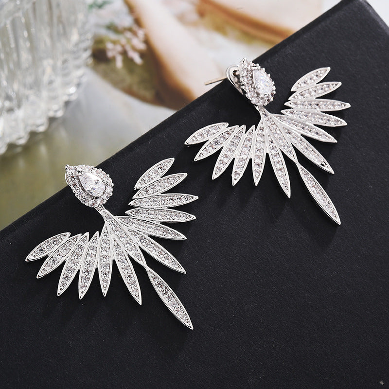 Dames Oorbellen Zirkonia Vleugel Design Trendy Glanzend