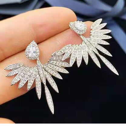 Dames Oorbellen Zirkonia Vleugel Design Trendy Glanzend