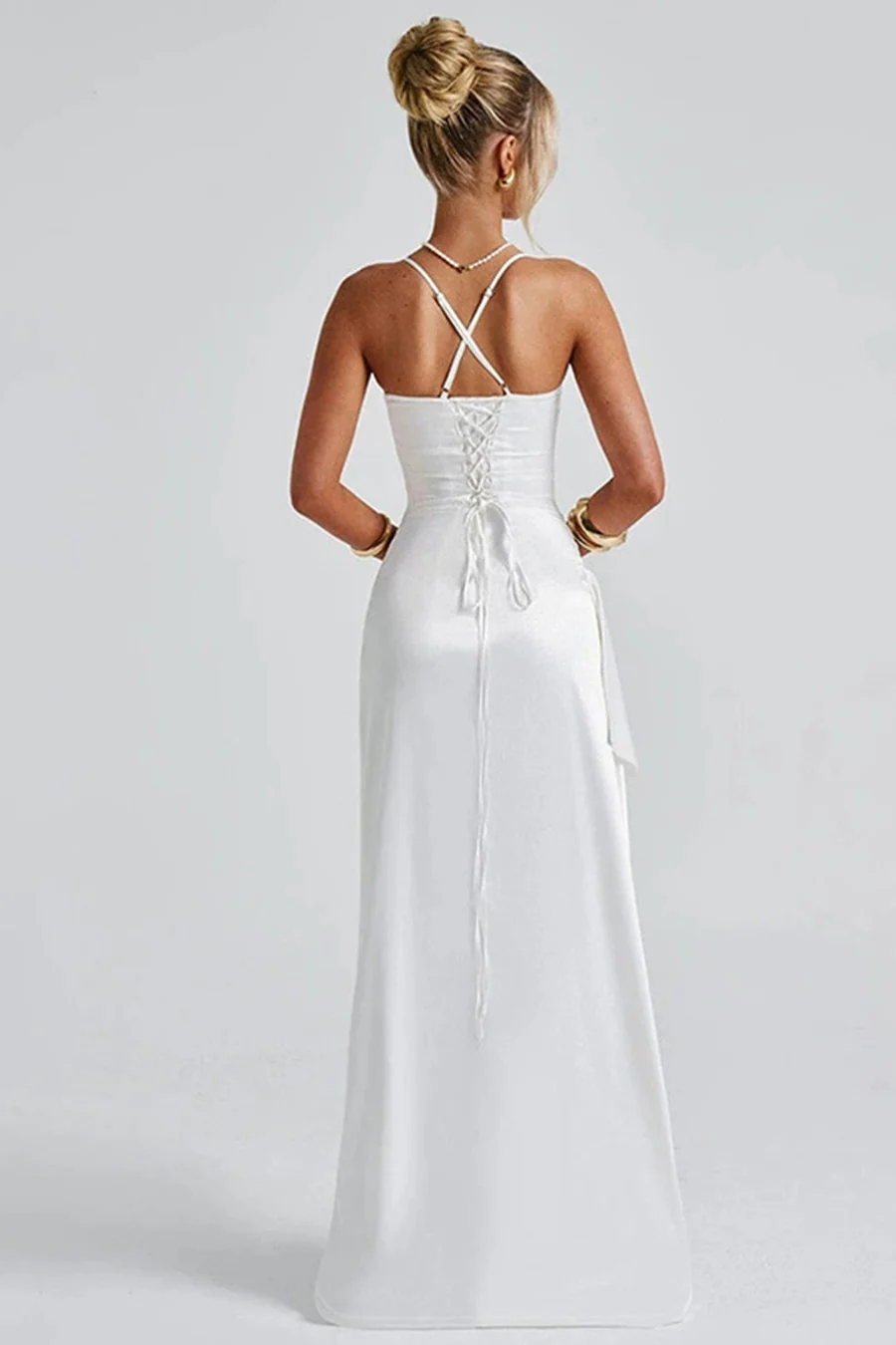 Elegante Maxi Jurk Met Spaghettibandjes en Diepe Split