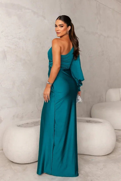Dames Satijnen Jurk One-Shoulder Stijl