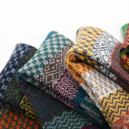 Warme Retro Sokken Set van Wol met Stijlvol Design