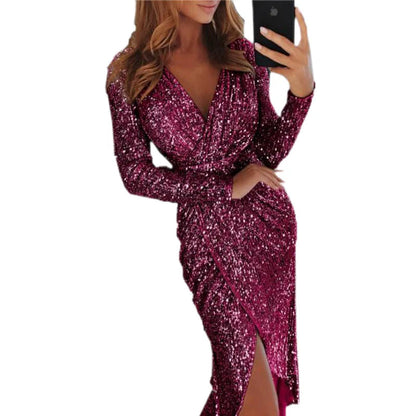 Gele slanke lichtgewicht glitterjurk