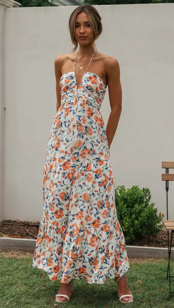 Fleurige Maxi Jurk voor Vrouw Stijlvol en Comfortabel