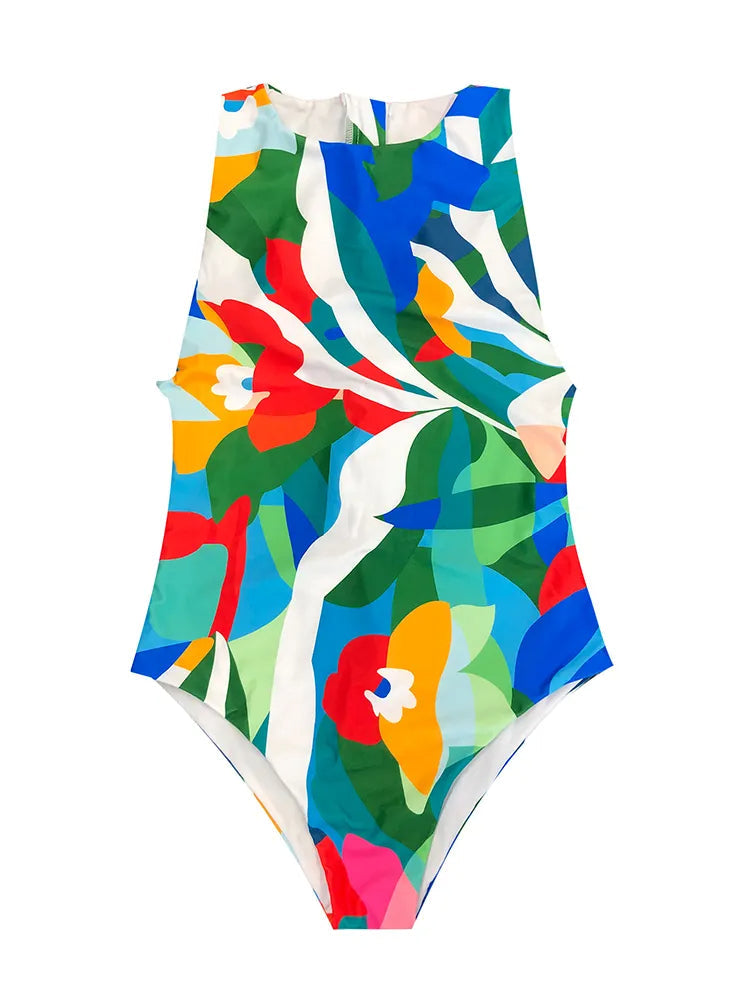 Retro Badpak voor Vrouw Kleurrijk Modieus Design