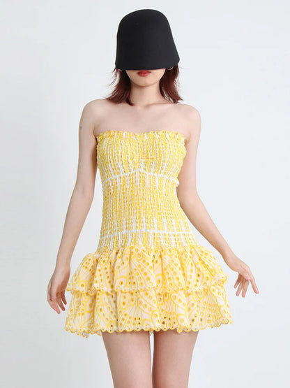 Mini Feestjurk Strapless Trendy Jurk voor Vrouw
