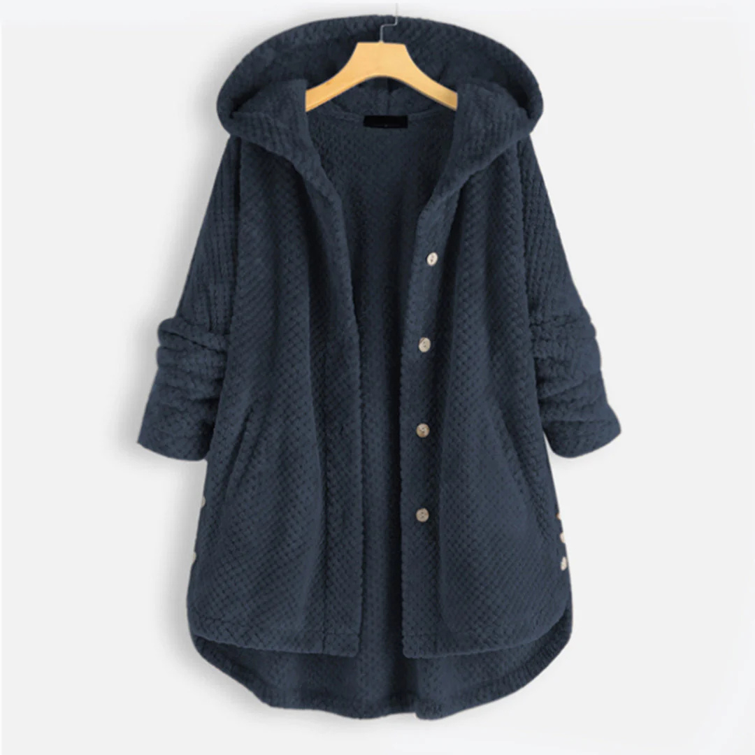 Dames Jacke Met Kapuze Warme Button Down Jas