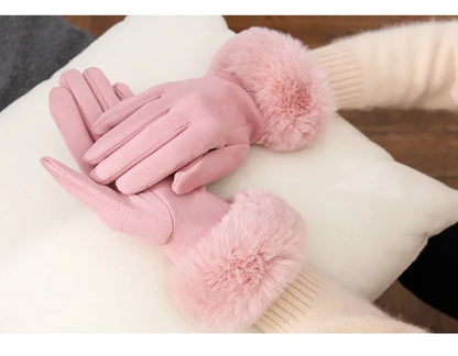 Suède Handschoenen met Nepbont Velvet Stijl