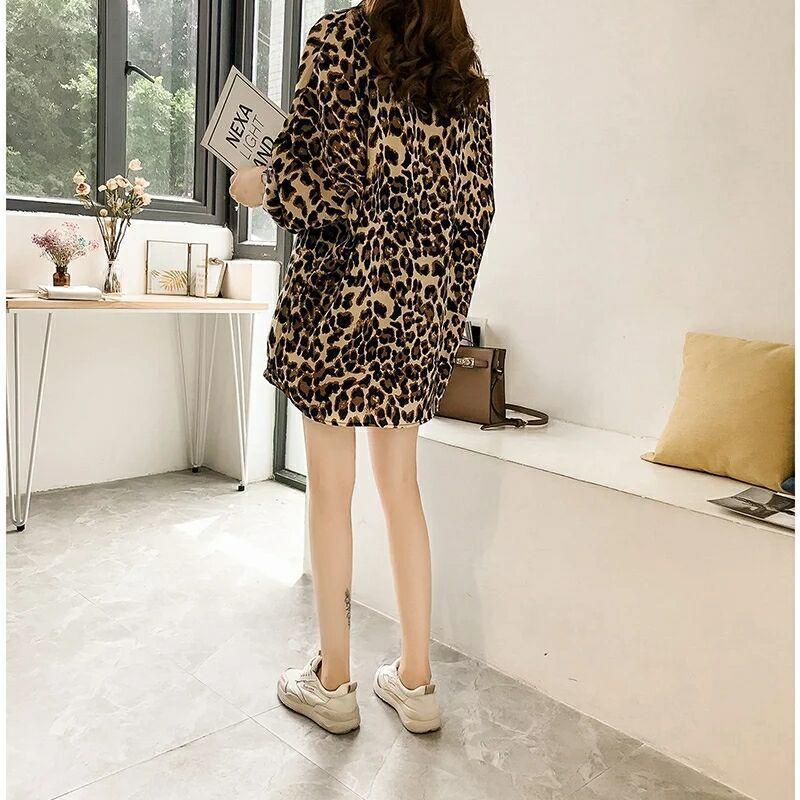 Dames Blouse Panterprint Lange Mouw Moderne Stijl