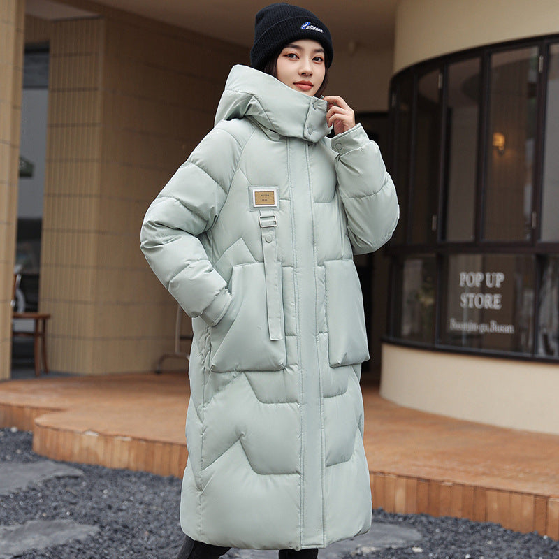 Dames Pufferjas Lange Gewatteerde Winterjas Korea Stijl