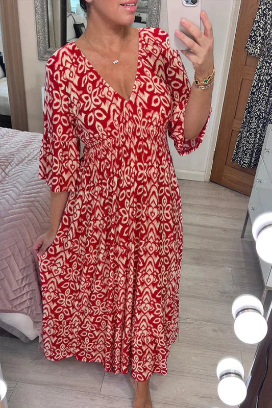 Bloemenjurk V-hals Zomerjurk Casual KLEDING
