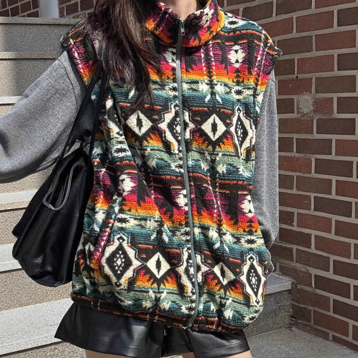 Dames Fleece Bodywarmer Aztec Print Warm en Stijlvol