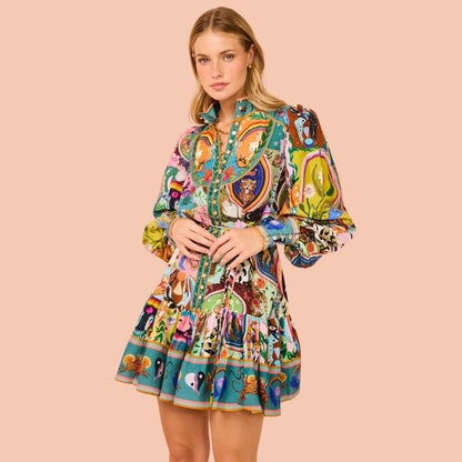 Korte Jurk met Fel Bloemenprint - Mode Vibes